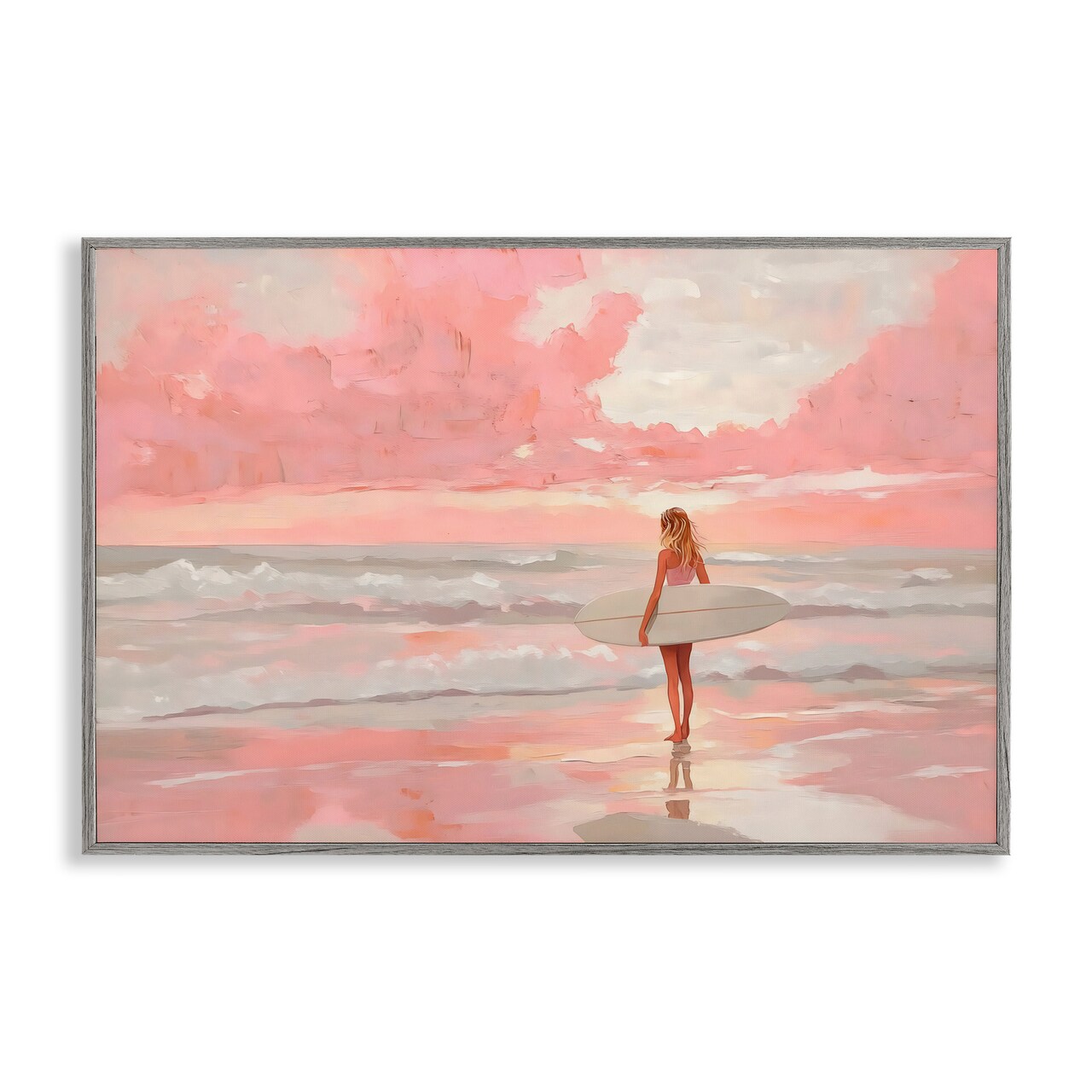 Stupell Industries Pink Sky Surfer Framed Giclee, design by LSR Design Studio